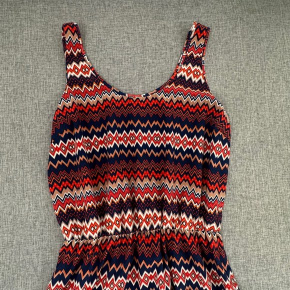 Sunday in Brooklyn Dress Elastic Waist Sleeveless Lightweight Small Orange Blue - Picture 2 of 11